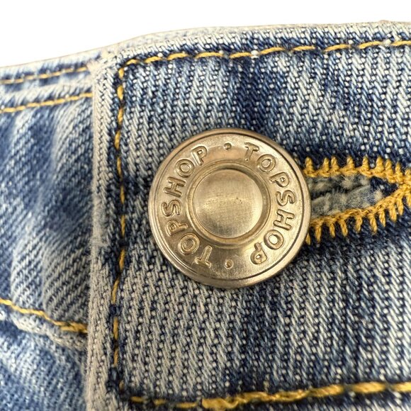NWT Women's TOPSHOP Moto Distressed Denim Jean Mini Skirt | Size 2 - Picture 2 of 7